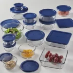 Kitchen Organizer Clear Glass Storage 30 Piece Set With Navy Lids Food Storage Containers Kitchen Organizer - Image 4