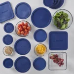 Kitchen Organizer Clear Glass Storage 30 Piece Set With Navy Lids Food Storage Containers Kitchen Organizer - Image 5