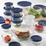 Kitchen Organizer Clear Glass Storage 30 Piece Set With Navy Lids Food Storage Containers Kitchen Organizer - Image 6