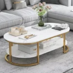 Marble Luxury Coffee Table Modern Nordic Living Room Iron White Coffe Table Center Console Table Dining Muebles Home Furniture - Image 2