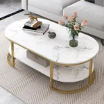 Marble Luxury Coffee Table Modern Nordic Living Room Iron White Coffe Table Center Console Table Dining Muebles Home Furniture - Image 4