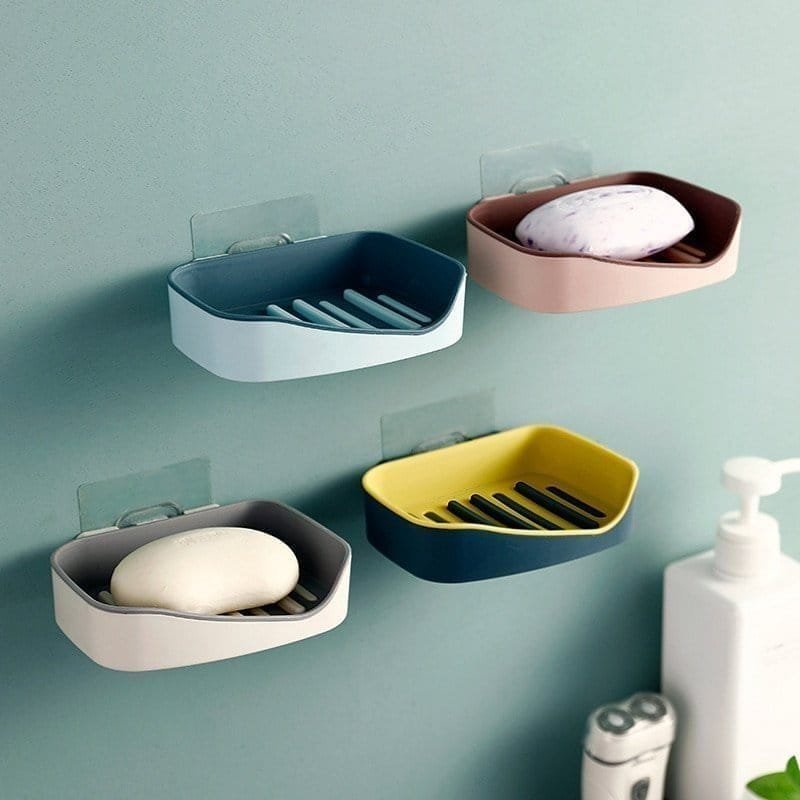 Soap-Rack-No-Drilling-Wall-Mounted-Double-Layer-Soap-Holder-Soap-Sponge-Dish-Bathroom-Accessories-Soap-20210310-044629.jpg Soap Rack No Drilling Wall Mounted Double Layer Soap Holder - Image 1