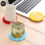 USB Power Suply Tea Coffee Cup Mug Warmer Heating Cup Mat Pad Coasters for Office Gadget Cartoon Original Wood Grain Mug Pad - Image 2